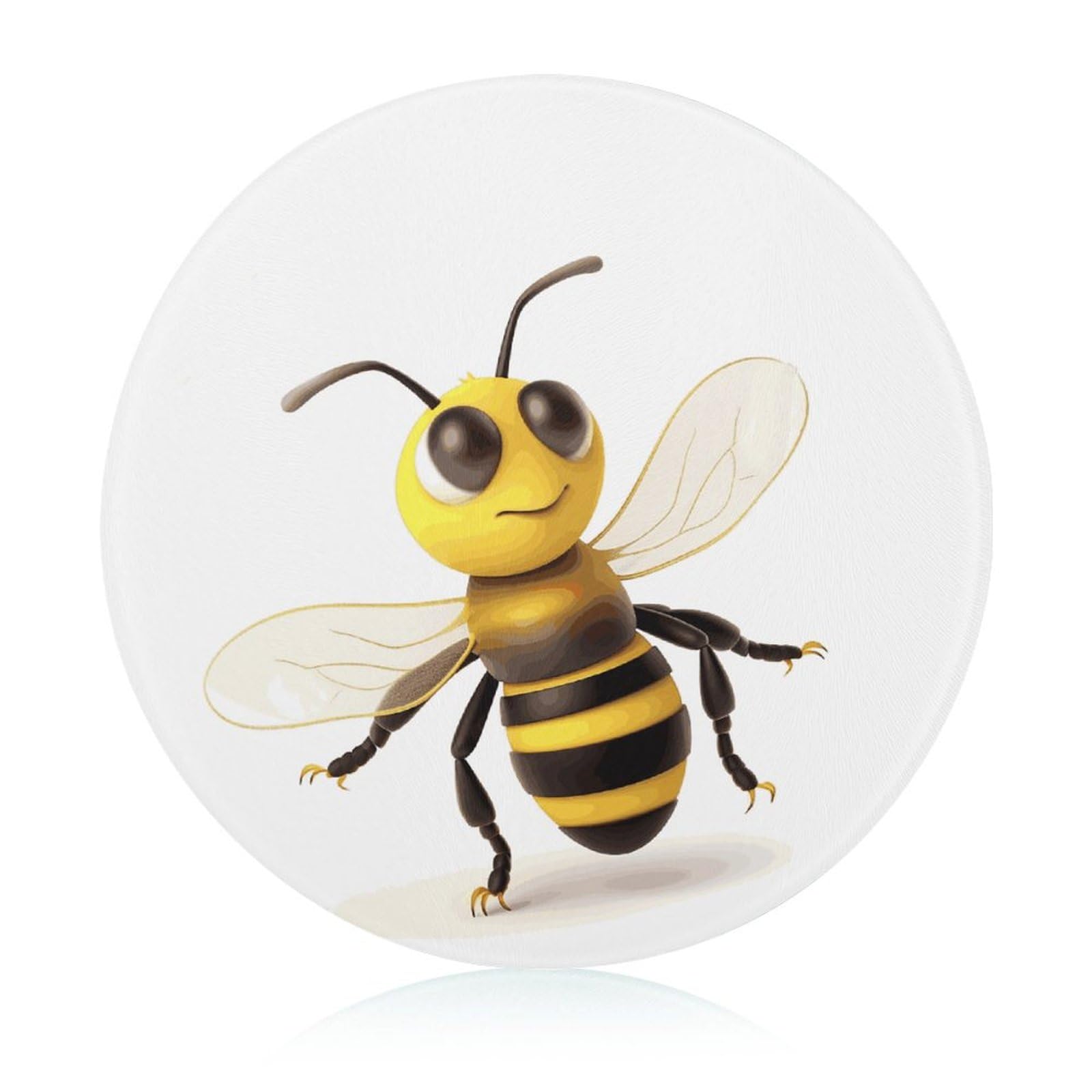 Planche à découper en verre ronde imprimé abeille pour cuisine