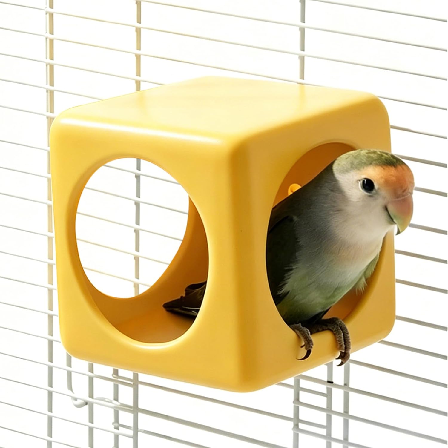 Parrot Ceramic Tunnel nest, Bird Cage Accessories,DIY Birds House Habitats,Bird Cage Perch,Suitable for Peony Parrots,Gray Parrots, budgerigars and Small Pets Summer Cool Ceramic nest(Yellow)