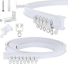 Wall Mounted Curtain Track, 5M/16.4FT Flexible Curtain Tracks and Fittings | Bendable Curtain Rail Heavy Duty Curtain Track for Bay Window