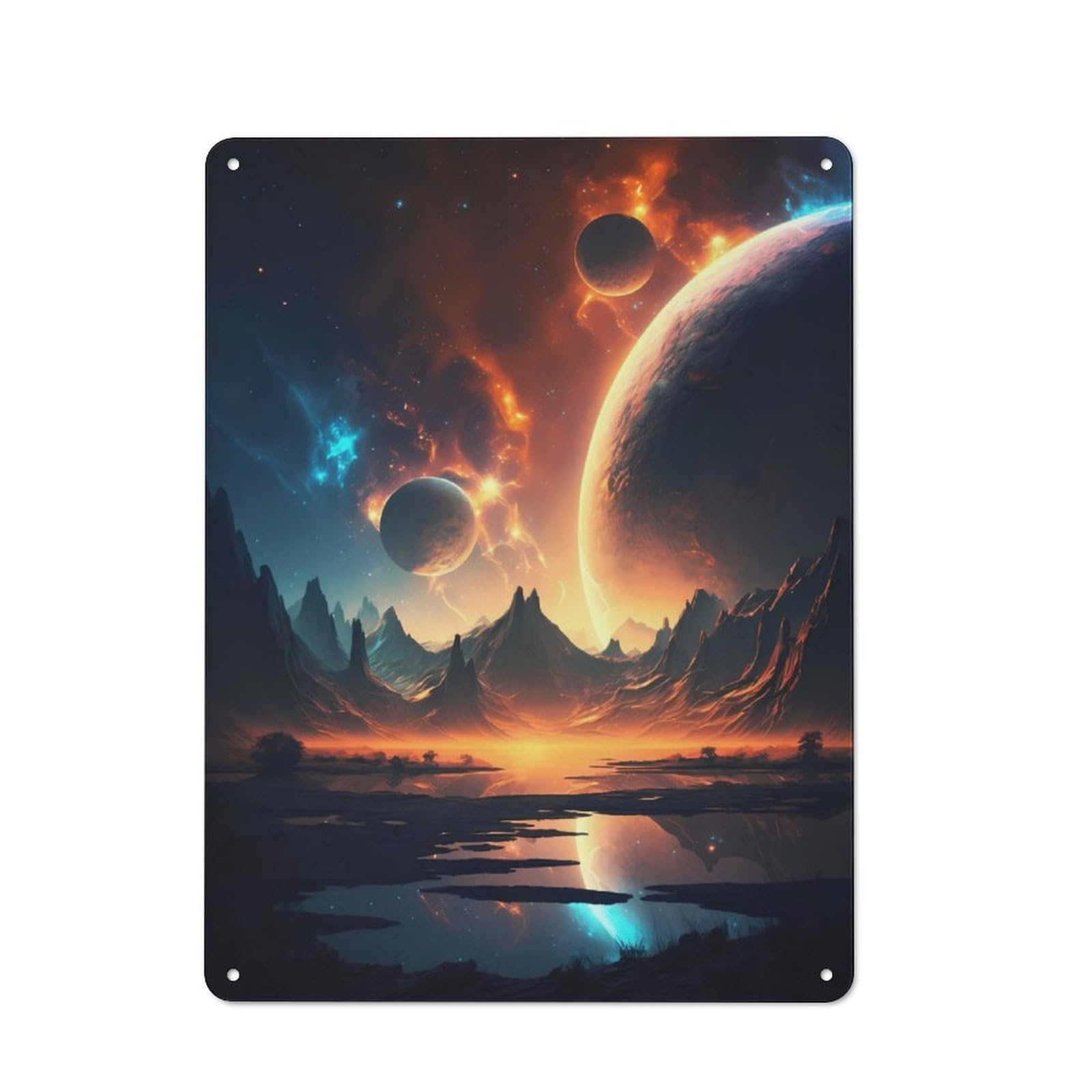 Junmoney Cosmic Horizon Landscape Vintage Tin Sign 40X30cm With For Garage Wall, Suited To People Furnishing A Garage