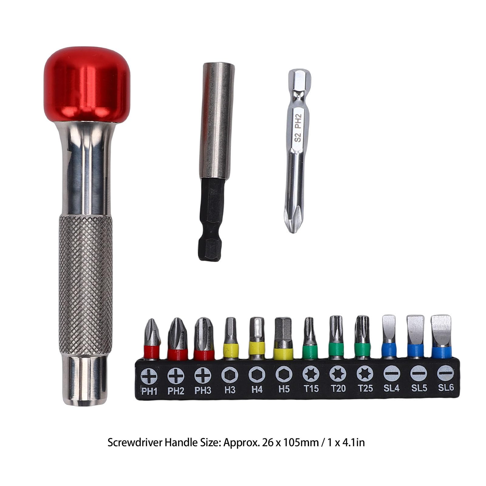 Fabater Set di Chiave a Cricchetto Esagonale e Cacciavite, Cacciavite a Cricchetto con 13 Punte e Bussole, Mandrino da 6,35 Mm, Impugnatura Ergonomica per Moto e Bici