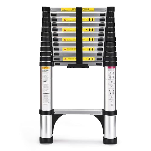 Telescoping Ladder, SocTone 12.5 FT Aluminum Lightweight Extension Ladder with