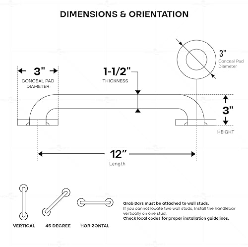 Miniatura 10 de Barras de agarre de metal cepillado para baño, mango de ducha fuerte y mango de baño para mayor seguridad, barras de agarre de ducha para personas