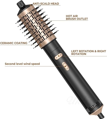 Miniatura 9 de Cepillo secador 3 en 1 con cabezales de cepillo intercambiables de 1.496 pulgadas y 1.796 pulgadas y boquilla concentradora de alta velocidad, 3