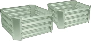 Harbour Housewares Raised Garden Bed - Green - 60 x 60cm - Square - Pack of 2 - Bottomless Galvanised Steel Planter Box for Growing Outdoor Plants, Vegetables, Flowers and Herbs