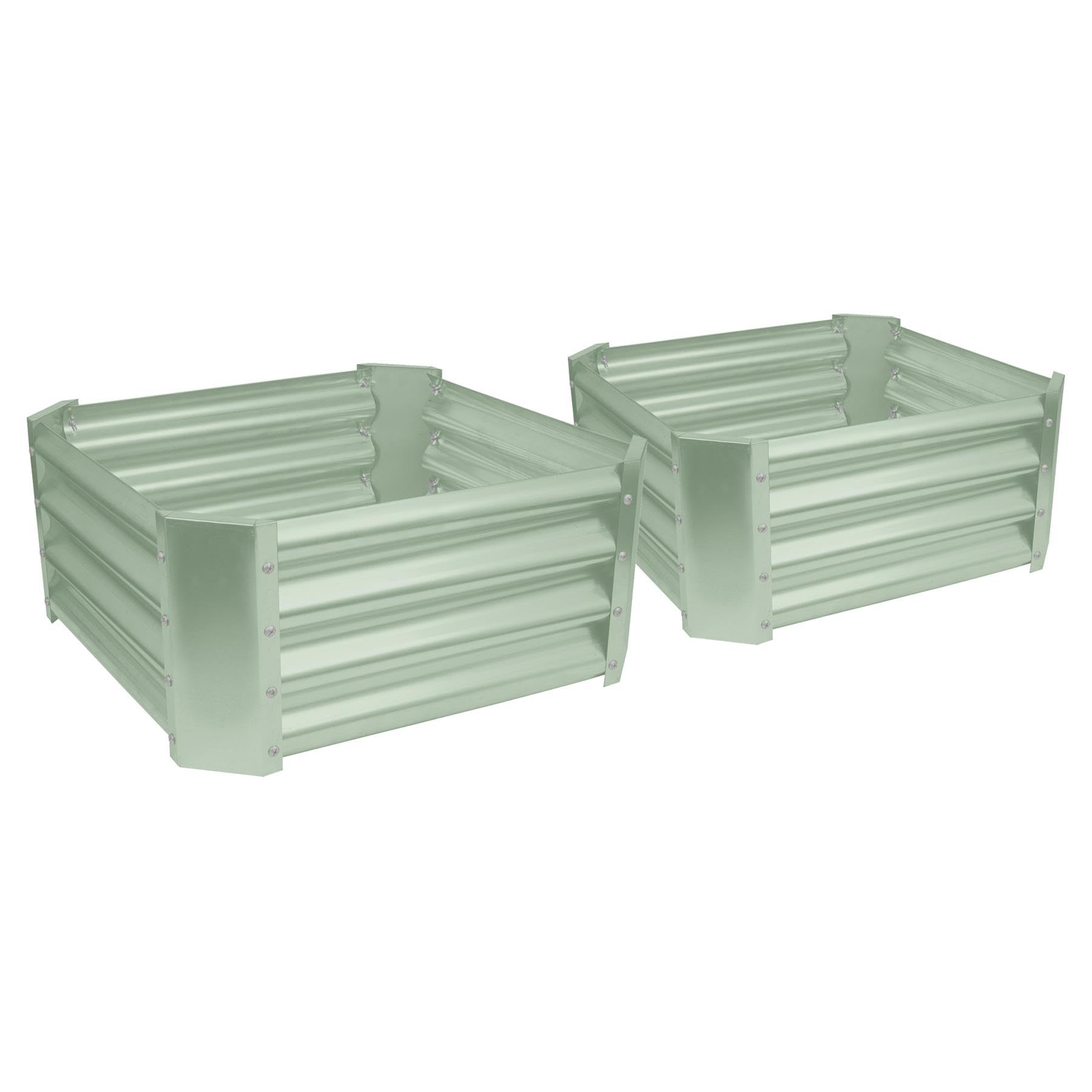 Harbour Housewares Unisex Green Raised Garden Beds - 2X Square Bottomless Galvanised Steel Planter 60 X 60Cm In | Size: 60 X 60 Cm