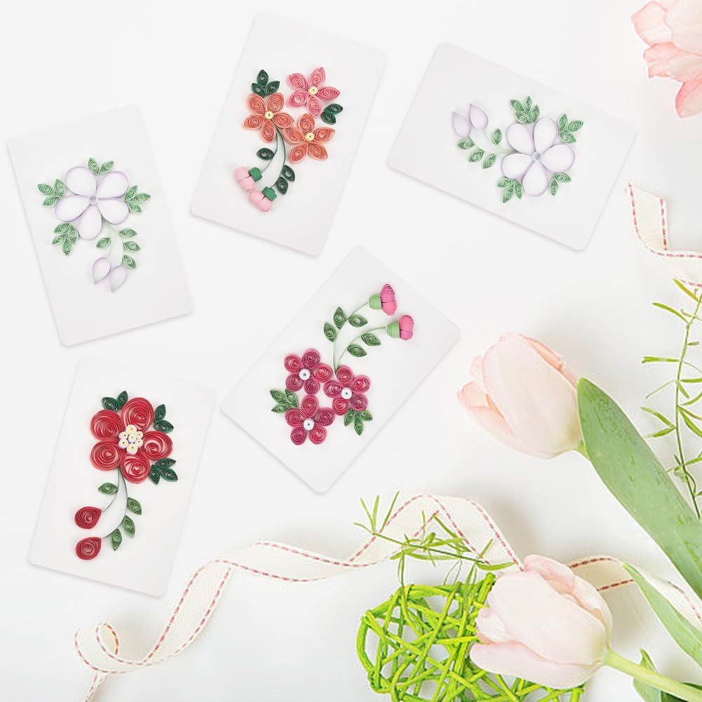 WEBEEDY 20 Sets DIY Quilling Card Kit with Instruction Flowers Greeting Card Making Kit 36 Colors Strips DIY Paper Quilling Kit for Birthday,Holiday,Valentine's Day,Anniversary,Wedding Party Gift