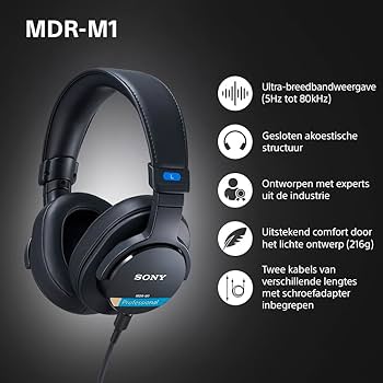 Sony MDR-M1 - Closed Studio Headphones - Wired, Ultra-Wideband