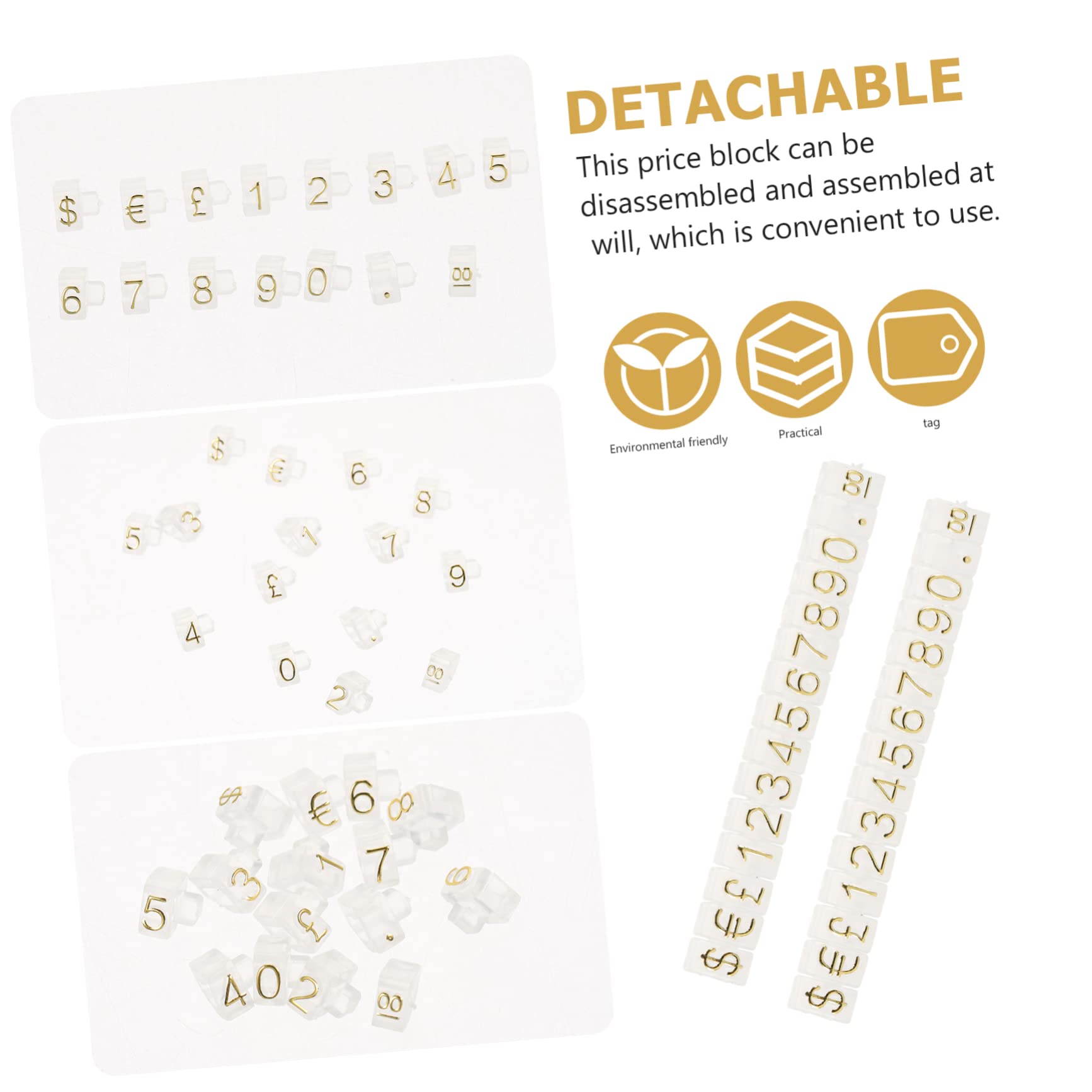 Levemolo 60 Pcs Tag Craft Show Display Supplies Jewelry Tag Number Stand Pricing Show Stand Watch Cube Metal Tags Retail Counter Display Stand 3D Commodity Plastic - Image 2