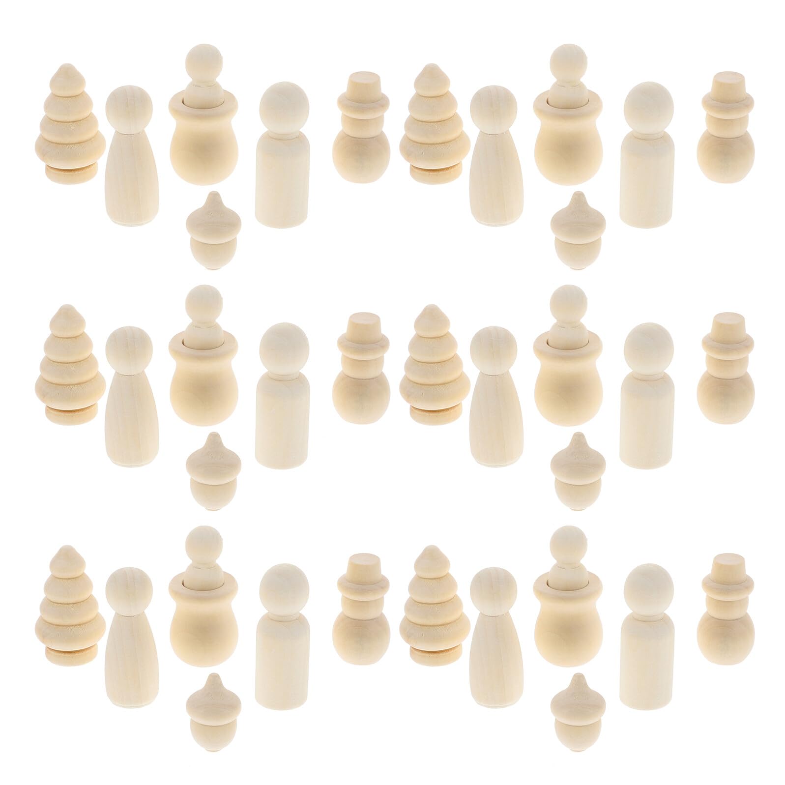 Juego de Muñecos de Madera sin Pintar para Decorar Escritorio, Diseño Miniadorno de Madera Beige para Manualidades y Creatividad Infantil