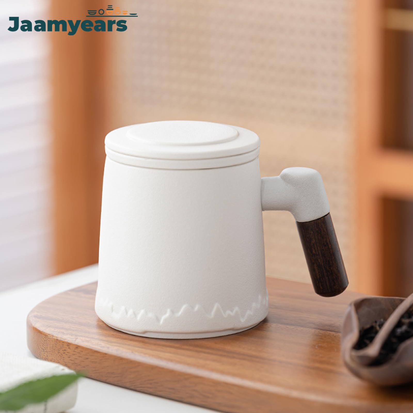 Taza de té con infusor y tapa, taza de té de cerámica de hojas sueltas, capacidad de 400 ml para preparar café y té
