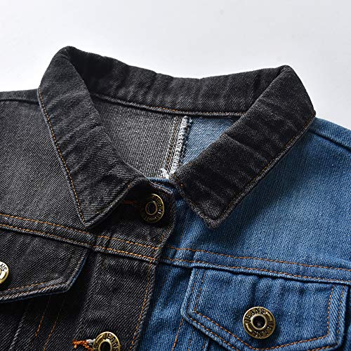 Faxson Toddler Baby Denim Coats Buttons Down Ripped Jackets Outerwear For Kids Boys Girls(Black Blue,100/3T) #TOP2