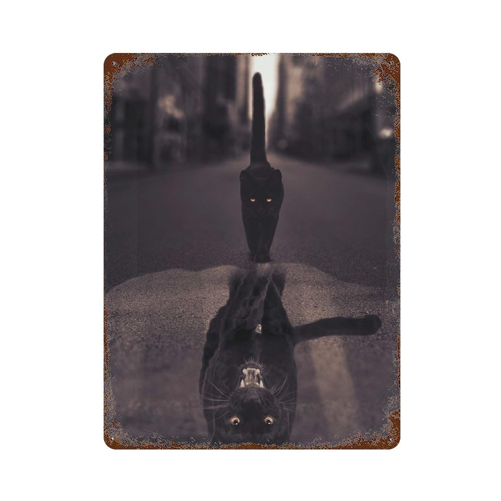 Rust Effect Cat Panther Mindset Aged Metal Wall Plaque 15.7"x11.8", Classic Wall Plaque for Basement, Hobby Room And Garage Decor