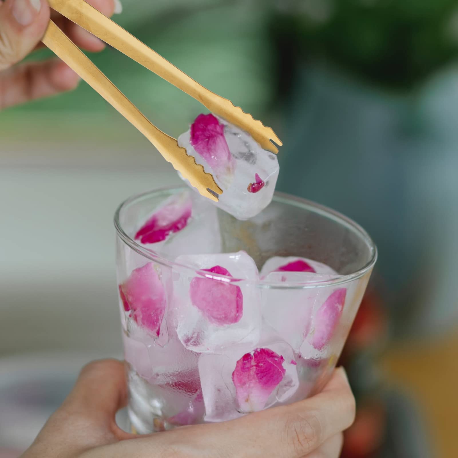Golden Ice - Pinzas y pala de acero inoxidable para cubitos de hielo con, pala para cubitos de hielo, cuchara de cocina para contenedor de hielo, té, café, harina de granos