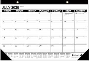 GuassLee Desk Calendar 2026-2027 - 19 Months Academic Calendar, 17" x 11.5" Desktop Organizer from June 2026 to December 2027