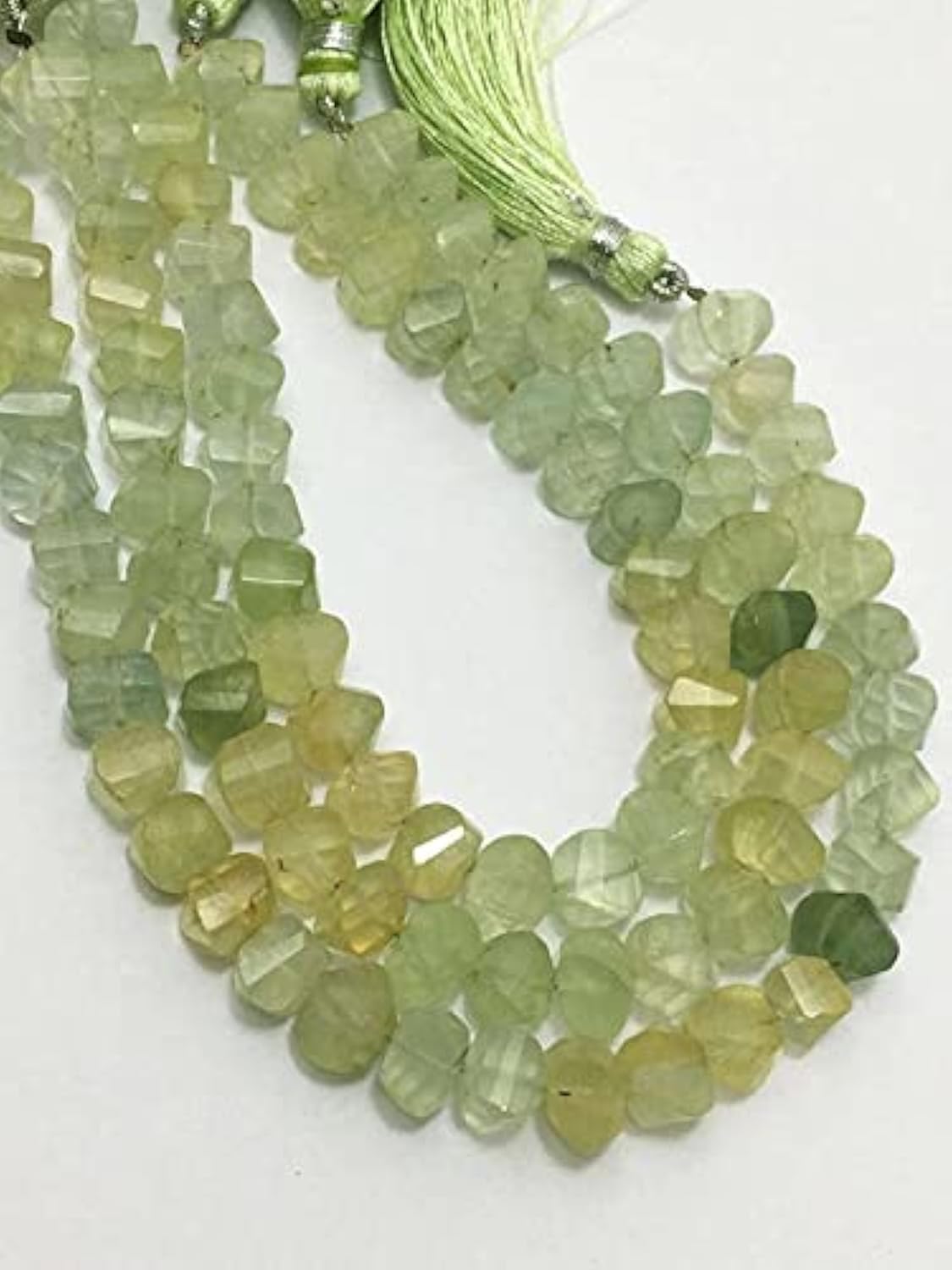 Perles préhnite facettées 7mm pierre semi précieuse pour bijoux