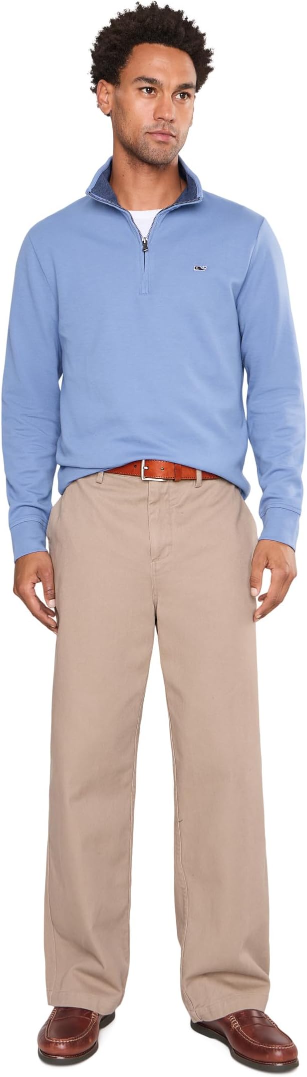 Мужская однотонная кофта Vineyard Vines Saltwater на молнии 1/4, цвет: Тёмно-синий — фото 3