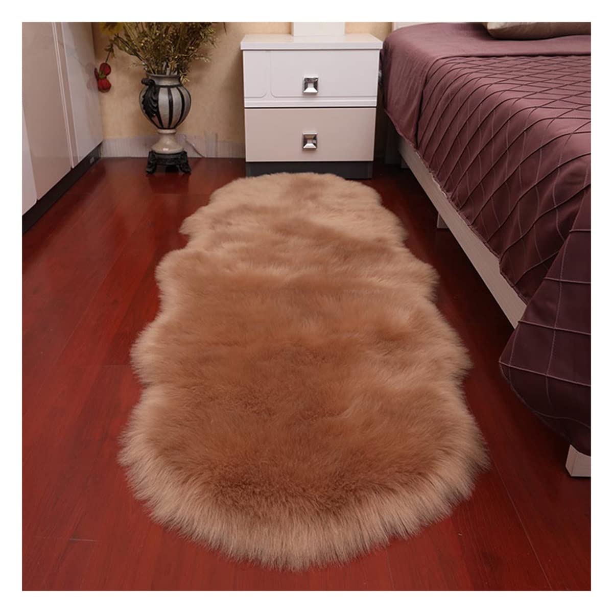 Moquette à poil long moderne en version tapis fluffy soft haut de gamme teinte kaki