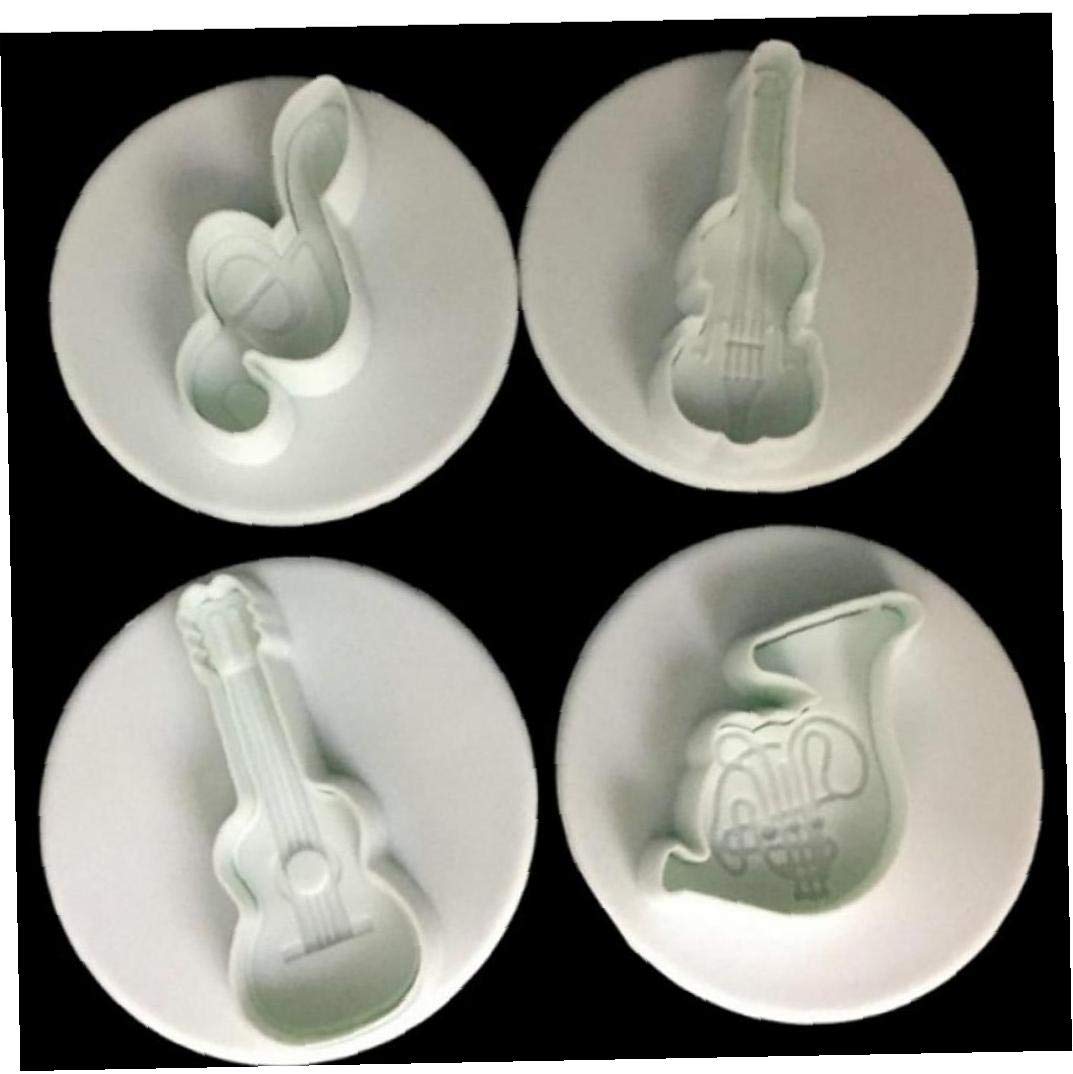 Lankater Music Note Plastic Cookie Plunger Cutters Pastry Chocolate Candy Stamping Molds Biscuit Baking Gadgets 4Pcs/Set