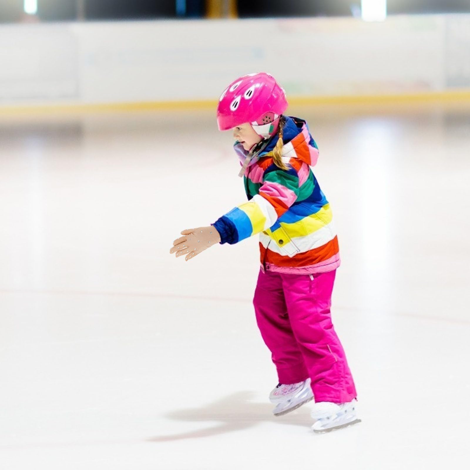 GALPADA Guantes Antideslizantes de Fibra Elástica Protección Térmica y Transpirables Gemas de Imitación para Vestida Patinaje Artistico Niña Ideales para Patinaje sobre Hielo — view 3