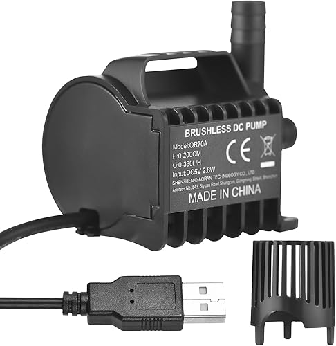Miniatura 8 de Bomba de agua eléctrica pequeña, bomba sumergible de potencia silenciosa y fuerte con USB para acuario, peces, fuente de estanque de jardín, Qr75a