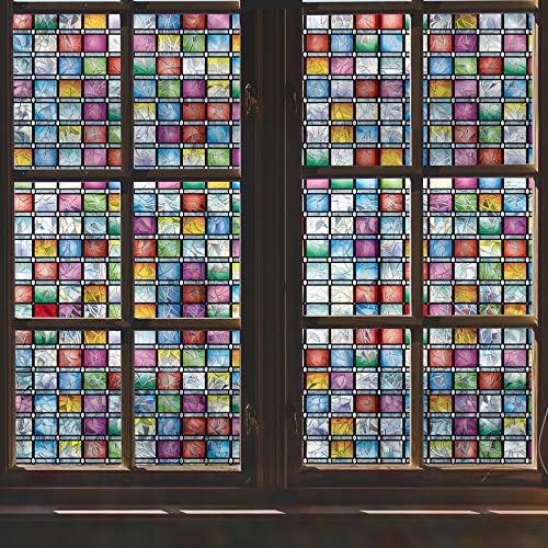 VELIMAX Vinilo Decorativo para Ventana, Efecto Vidrio Teñido, 35.4x78.7 in miniatura 1