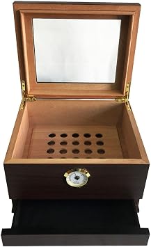 Sikarlan Cedar Glass Drawer Cigar Box Humidor Coffee 40s