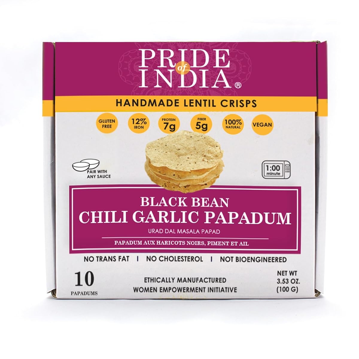 Pride Of India, Pack Of 6 -Chili Garlic Papadum