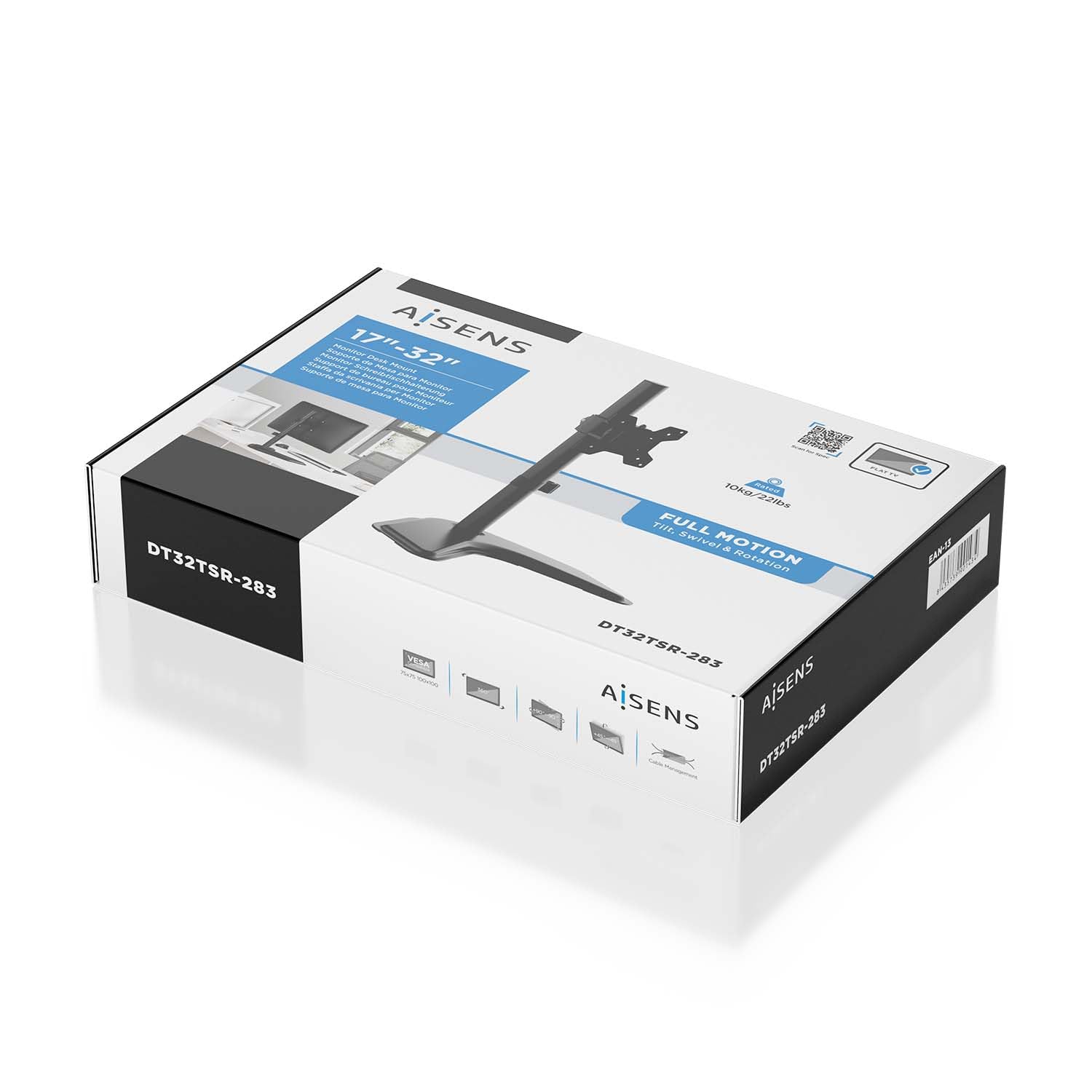 AISENS Supporto da tavolo con piedistallo eco girevole e inclinabile per monitor TV 10kg da 17 32 nero