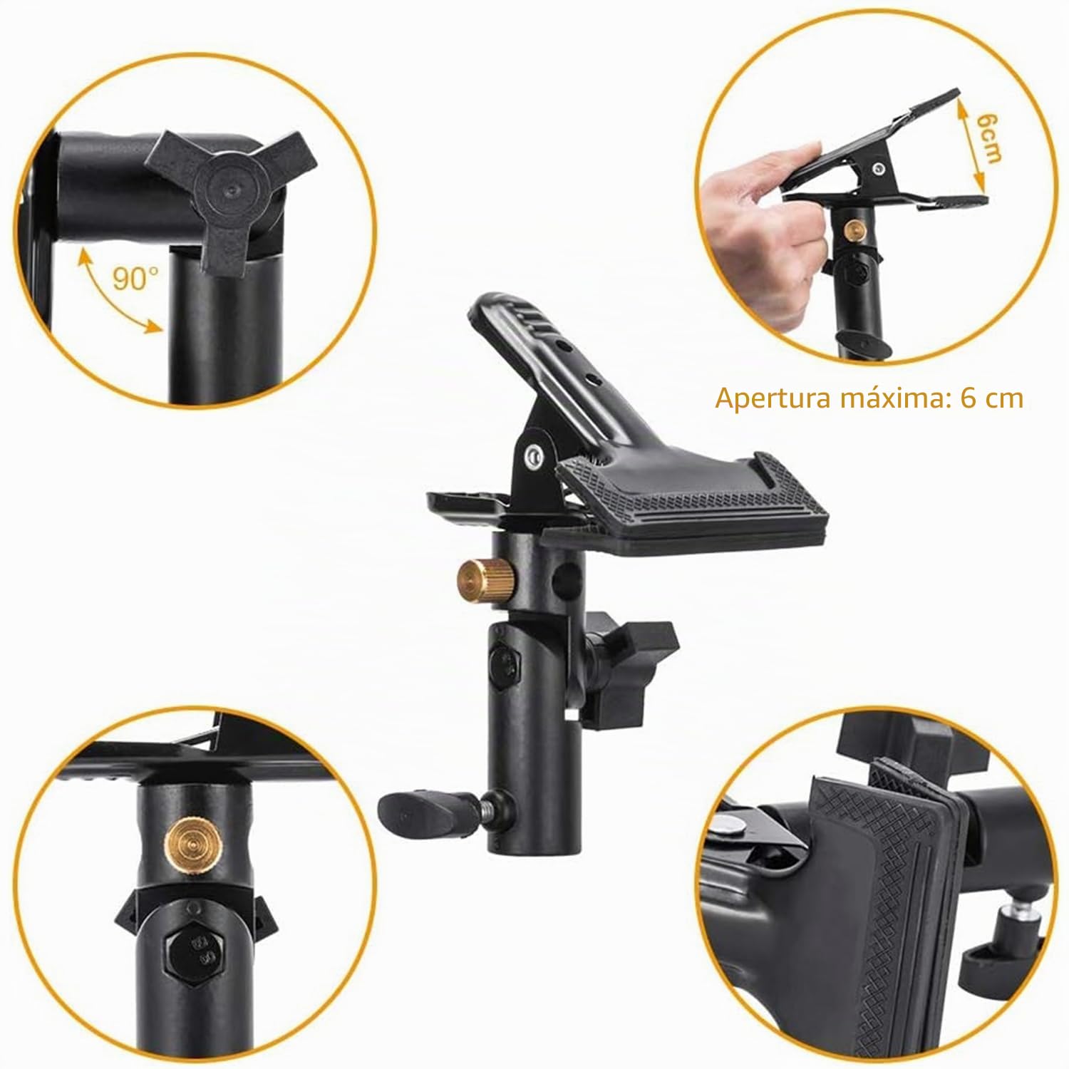 UTEBIT 2-Paquetes Soporte de Reflector Plegable para Estudio Fotográfico Soporte de Abrazadera de Metal con Tornillo Hembra de 1/4 "a 3/8" para Reflector Redondo, Fondo y Soporte de Luz