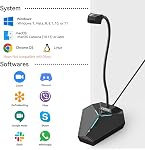 CMTECK USB Computer Microphone, Plug & Play Omnidirectional Desktop Mic for PC & Laptop, 360 Degree Adjustable Gooseneck, Mute Button with LED Indicator, Noise-Cancelling, Compatible with Windows/Mac