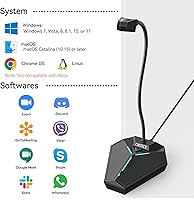 Vista 6 de Micrófono de computadora USB, micrófono de escritorio omnidireccional de condensador Plug & Play para PC y portátil, botón de silencio con indicador