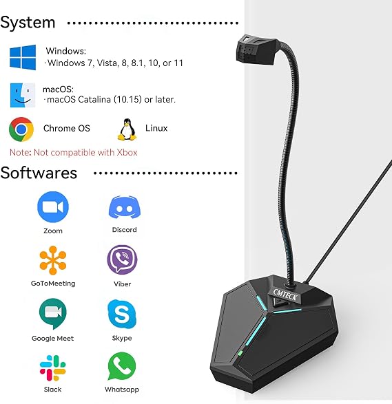 CMTECK USB Computer Microphone, Plug-and-Play, Studio-Quality for PC,Laptop