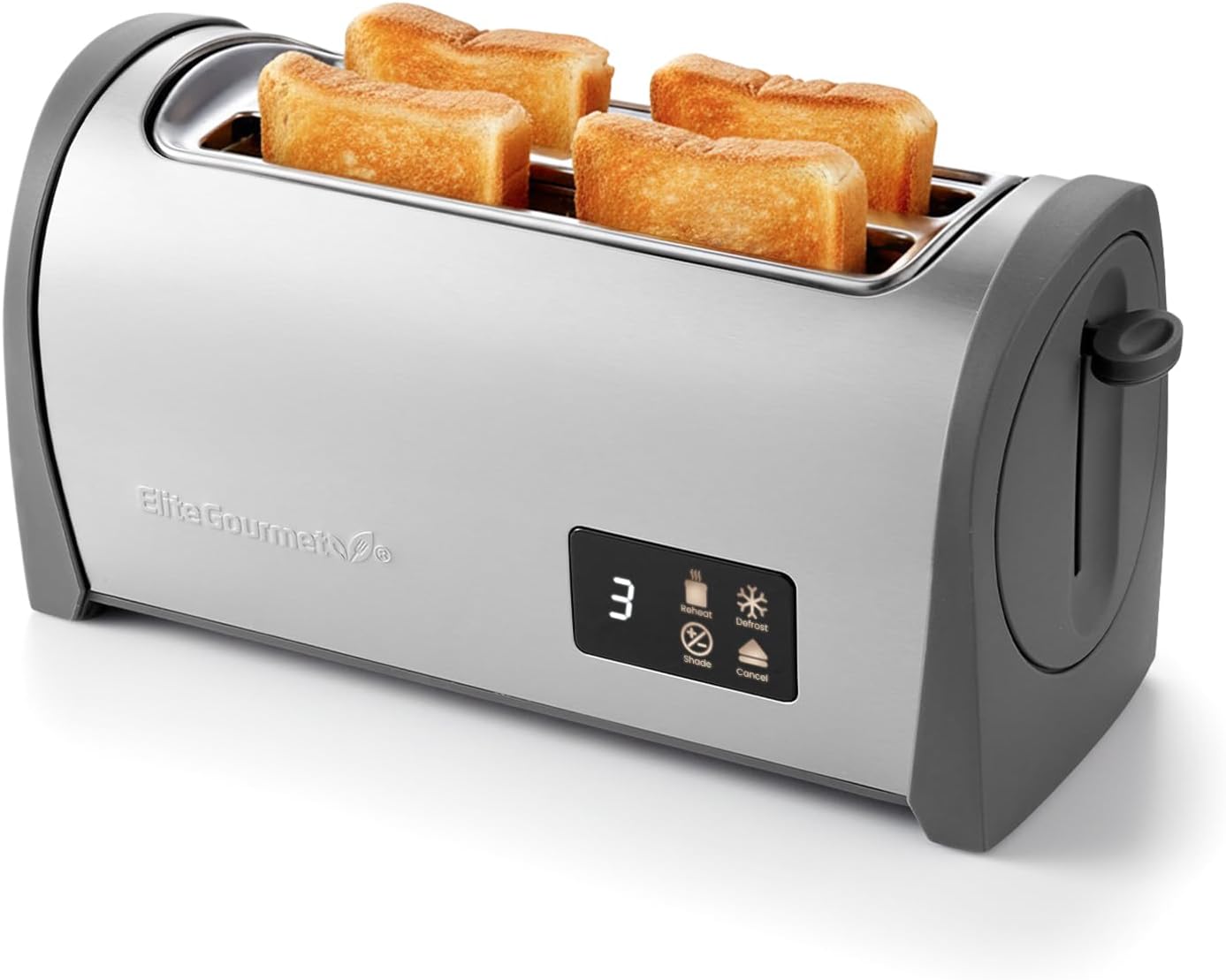 NEW Elite Gourmet ECT4200D Digital Long Slot 4-Slice Toaster, Touch Screen, 6 Toast Shades, Defrost, Reheat & Cancel Functions, Extra Wide 1.5” Slots, Fits Specialty Breads, Bagels & More, Stainless