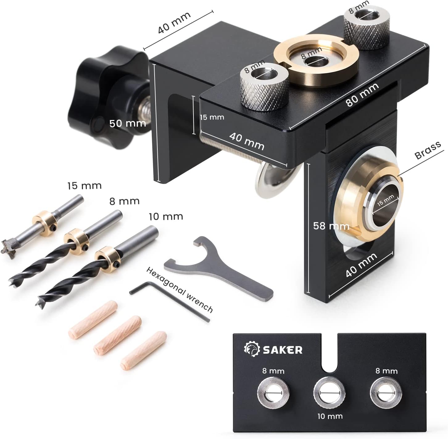 Saker - Brandclub - Saker 3 in 1 Adjustable Woodworking Drilling