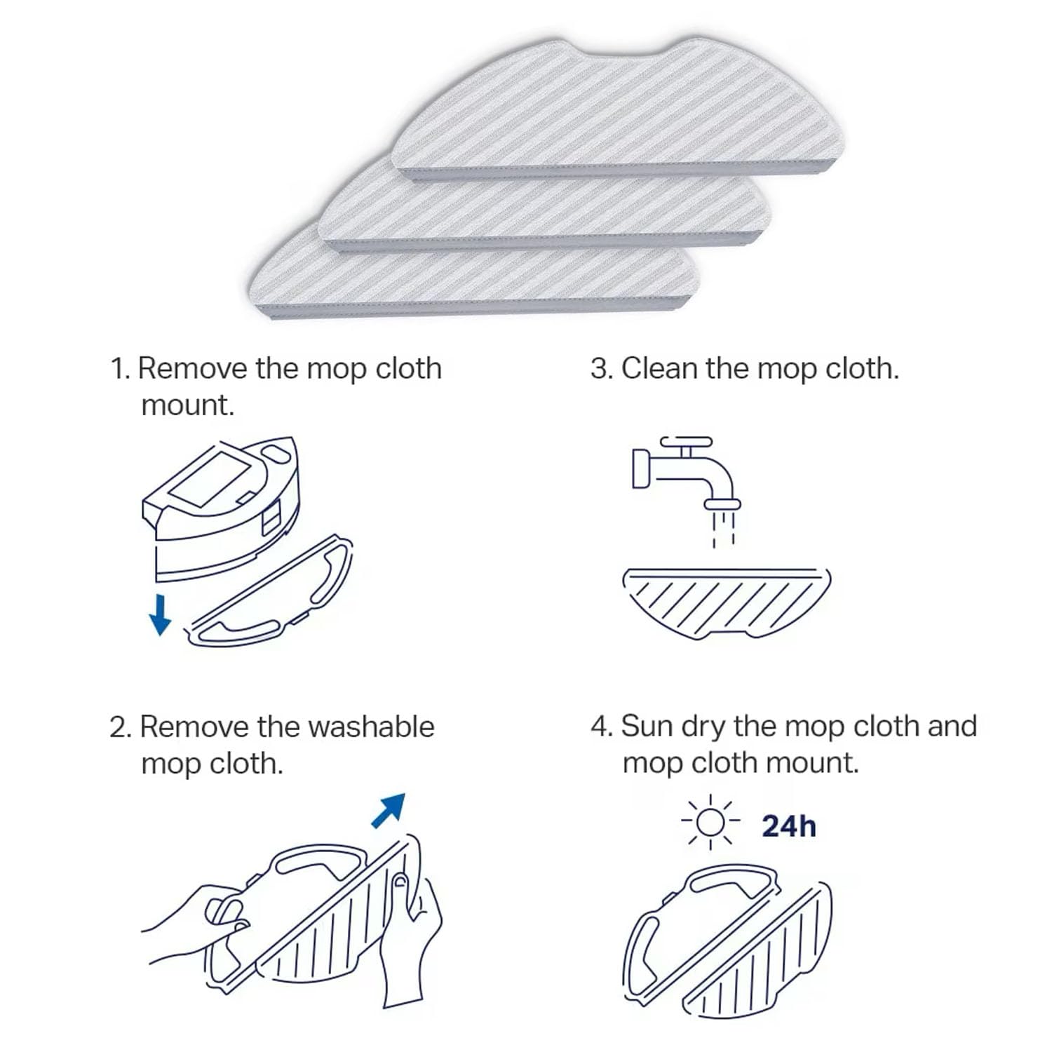T/F do TP-Link Tapo RVA300 RV30 Plus, RV30, RV10 Plus, RV10 Robot Vacuum Zmywalna ściereczka do mopa, 6 zestawów