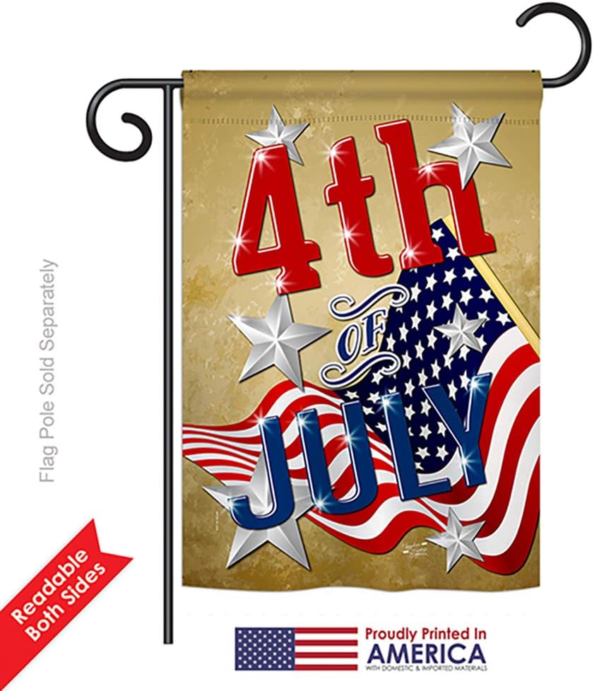 4th of July Garden House Flags Set Americana Fourth Independence Day Fireworks BBQ United State American Small Decorative Gift Yard Banner Double-Sided Made In USA 28 X 40