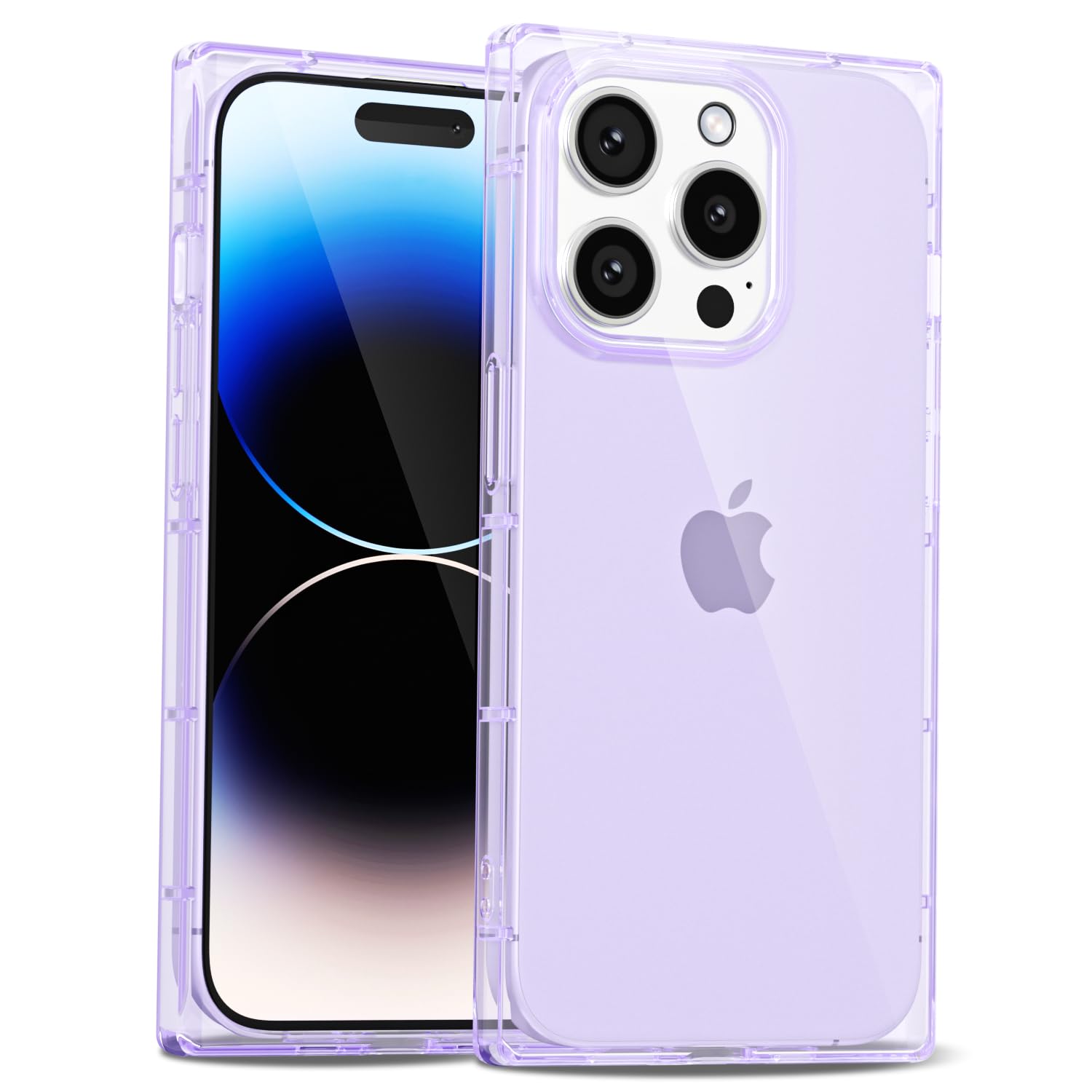 LoeoeL for iPhone 14 Pro Clear Case Rectangle Edge, Slim Thin Transparent Girly Y2k Cute Designer Phone Case for Women, Trendy Aesthetic Design Soft