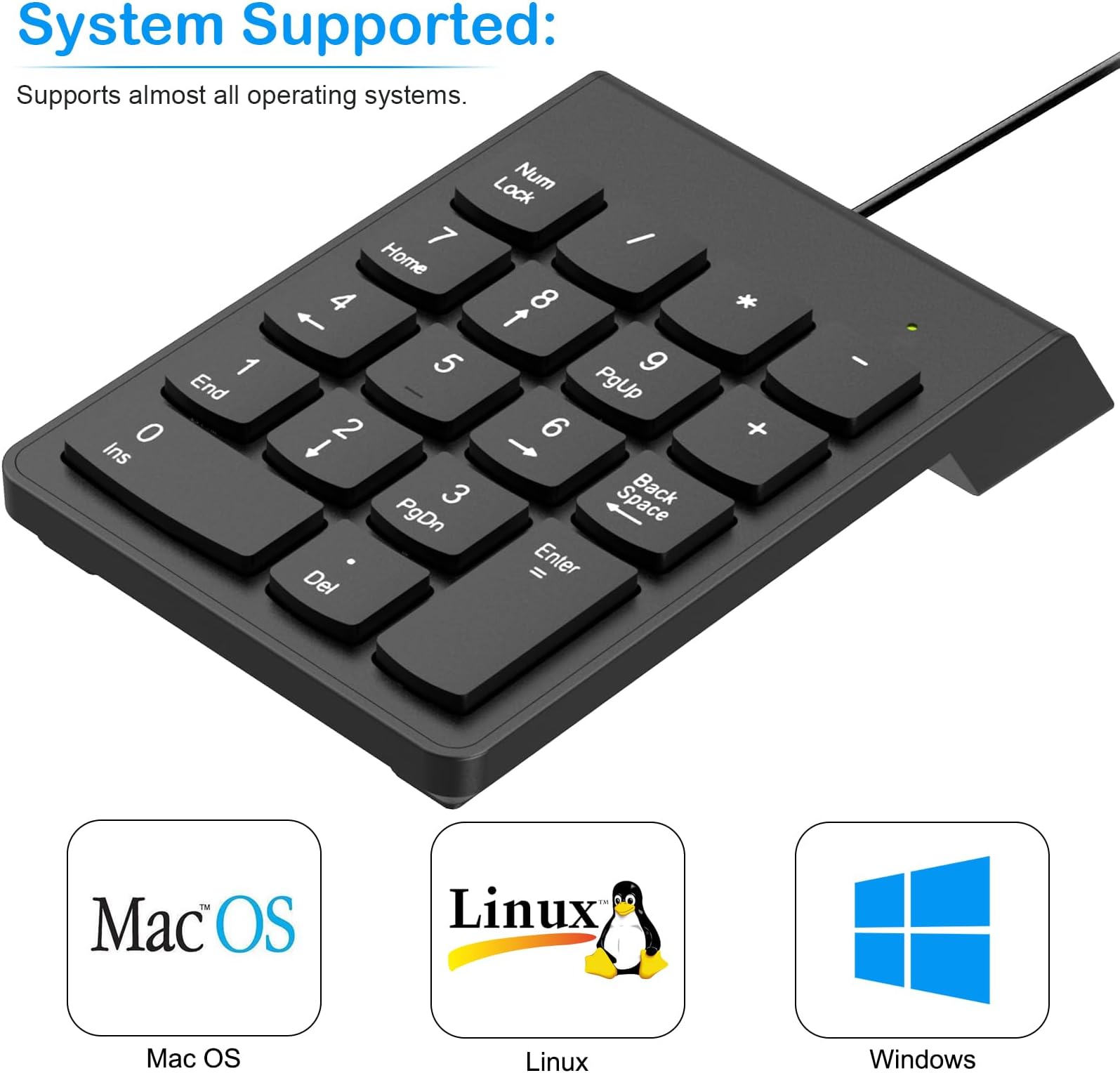 NOOX USB Numeric Keypad Numpad Portable Slim Mini 10 Key Number Pad Keyboard for Laptop Desktop Computer PC, Compatible with ChromeBook Surface Notebook, Tax Accountant Calculate Office Travel & Home