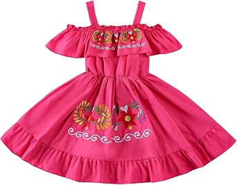 Toddler Girls Mexican Dress Ethnic Embroidered Dress