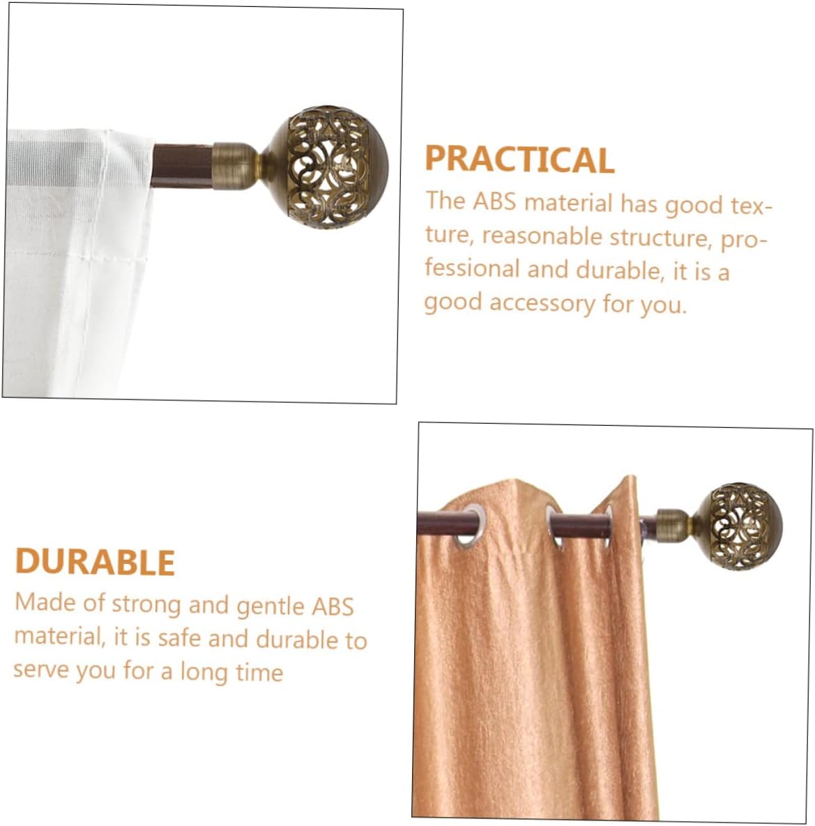 Ciieeo 4pcs Curtain Supply Abs Material War-Resistant Pole Ends Elegant Retro Twisted Cage Design
