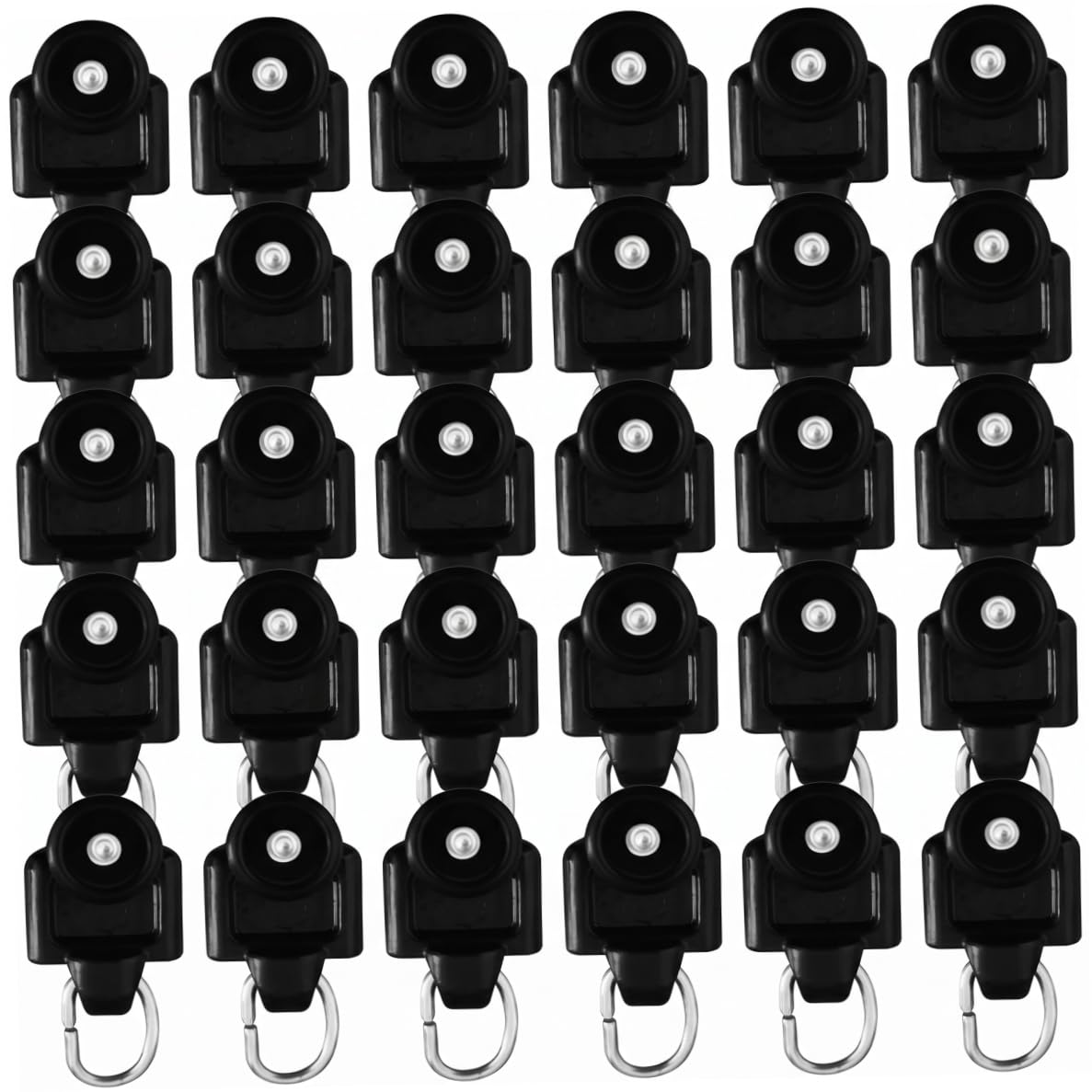 Bemonew 30pcs Curtain Track Rollers And Curtain Track Hooks - Compatible With Straight & Curved Tracks, Replacement Accessories Black