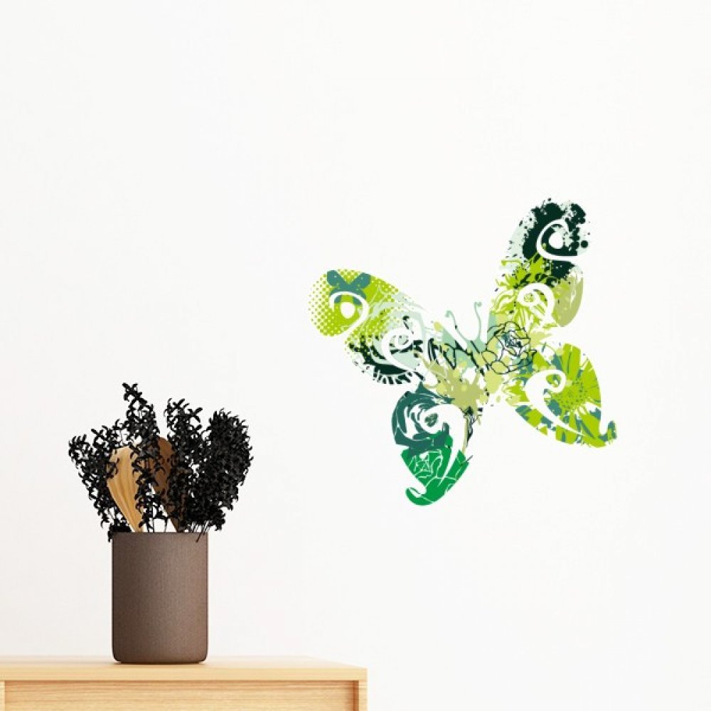 Papier peint papillon vert amovible pour transformer l'ambiance d'une chambre