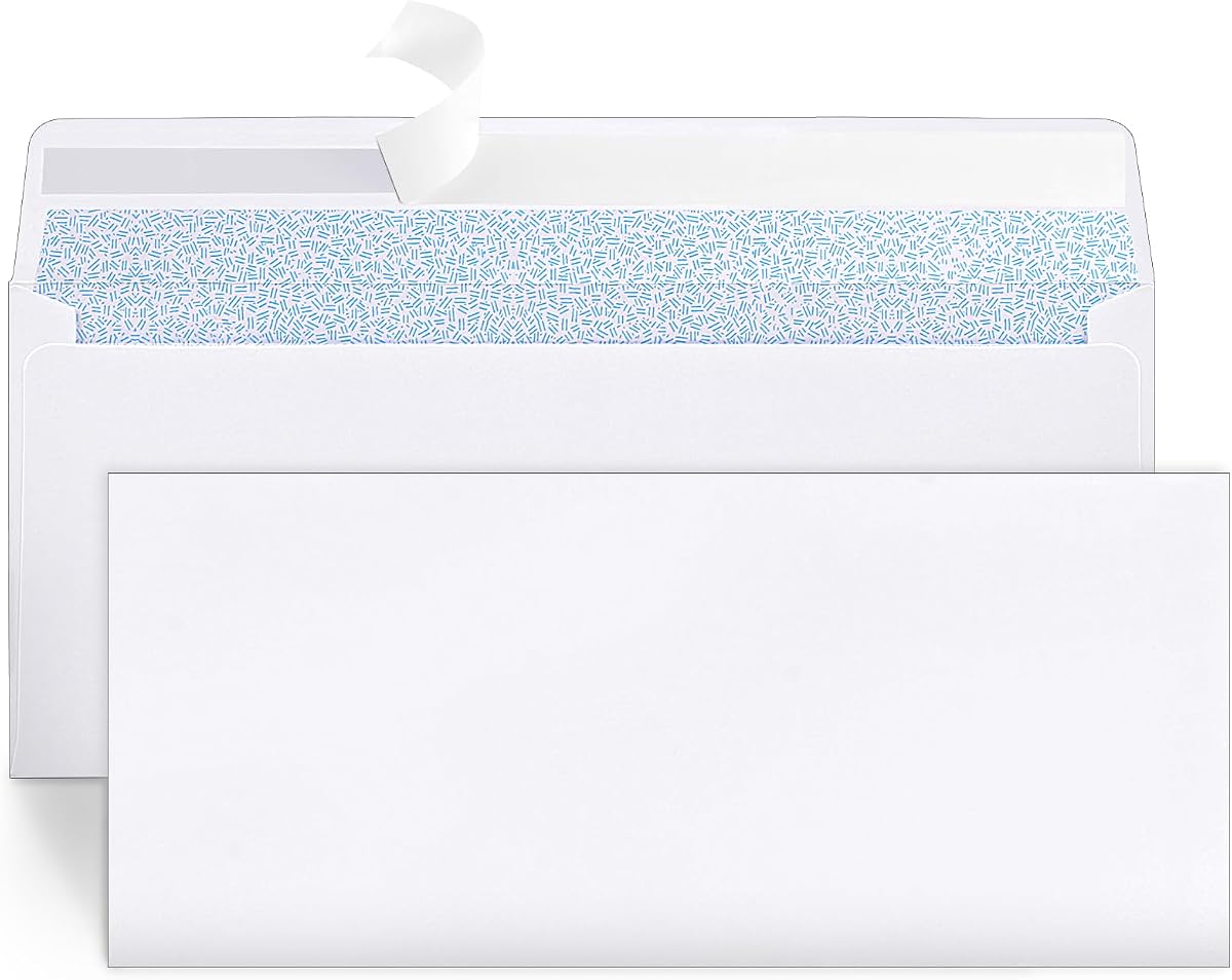 72 Packs #10 Envelopes, Business Envelopes, Envelopes Self Seal, Security Envelopes, Peel and Seal Closure, Size 4-1/8 X 9-1/2 Inches, White, 26LB
