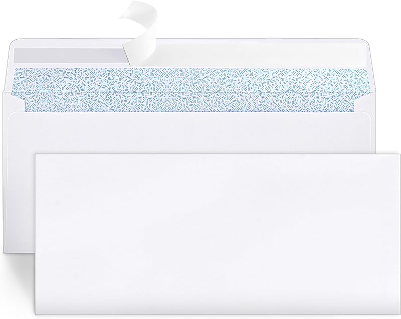72 Packs #10 Envelopes, Business Envelopes, Envelopes Self Seal, Security Envelopes, Peel and Seal Closure, Size 4-1/8 X 9-1/2 Inches, White, 26LB