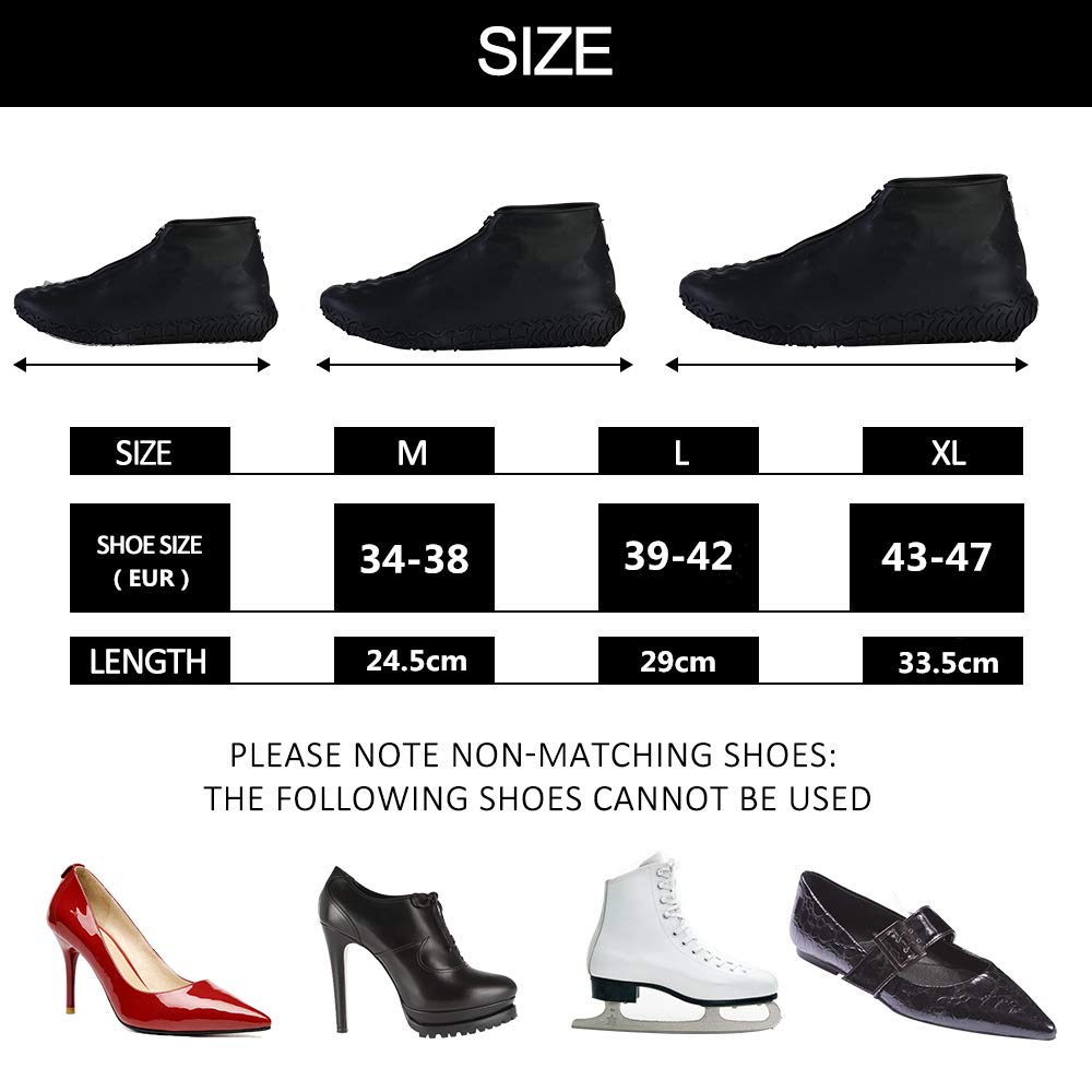 WUBAYI 4 Stück Silikon-Schuhüberzieher - Wasserdicht & Rutschfest Universal