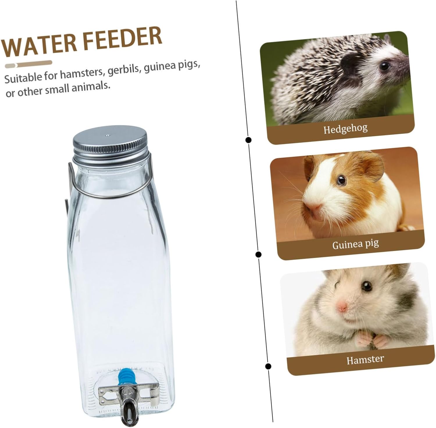 1set Pet Water Bottle Silent Dispenser Easy Install Bunny Waterer for Small Pets Practical Replacement Water Bottle for and Other Small Animals