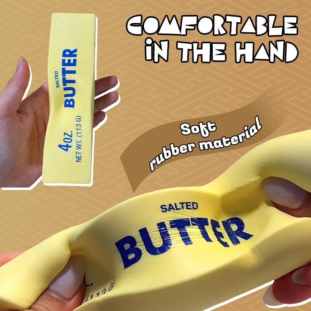 Low Rising Squishy, Slow Rebound Cute Butter Squeeze Stress Balls Butter Squeeze Toy for Adult, Stress Relief Sensory Squeeze Toy Anxiety Relief Squeezer Desk Toys (2 Pcs Butter)