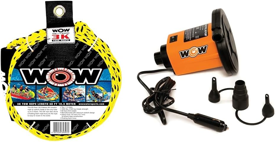 WOW Sports 3k 60 ft. Tow Rope with Floating Foam Buoy 1 2 or 3 Person Tow Rope for Boating, 17-3030