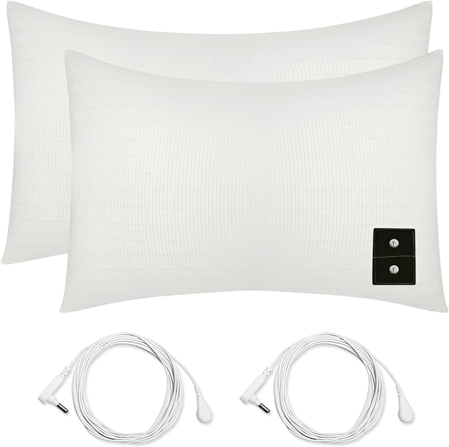 2PCS Grounding Pillowcase with Grounding Cord, King Conductive Grounding Pillow Cases for Better Sleep, Beige, 20x36 inch